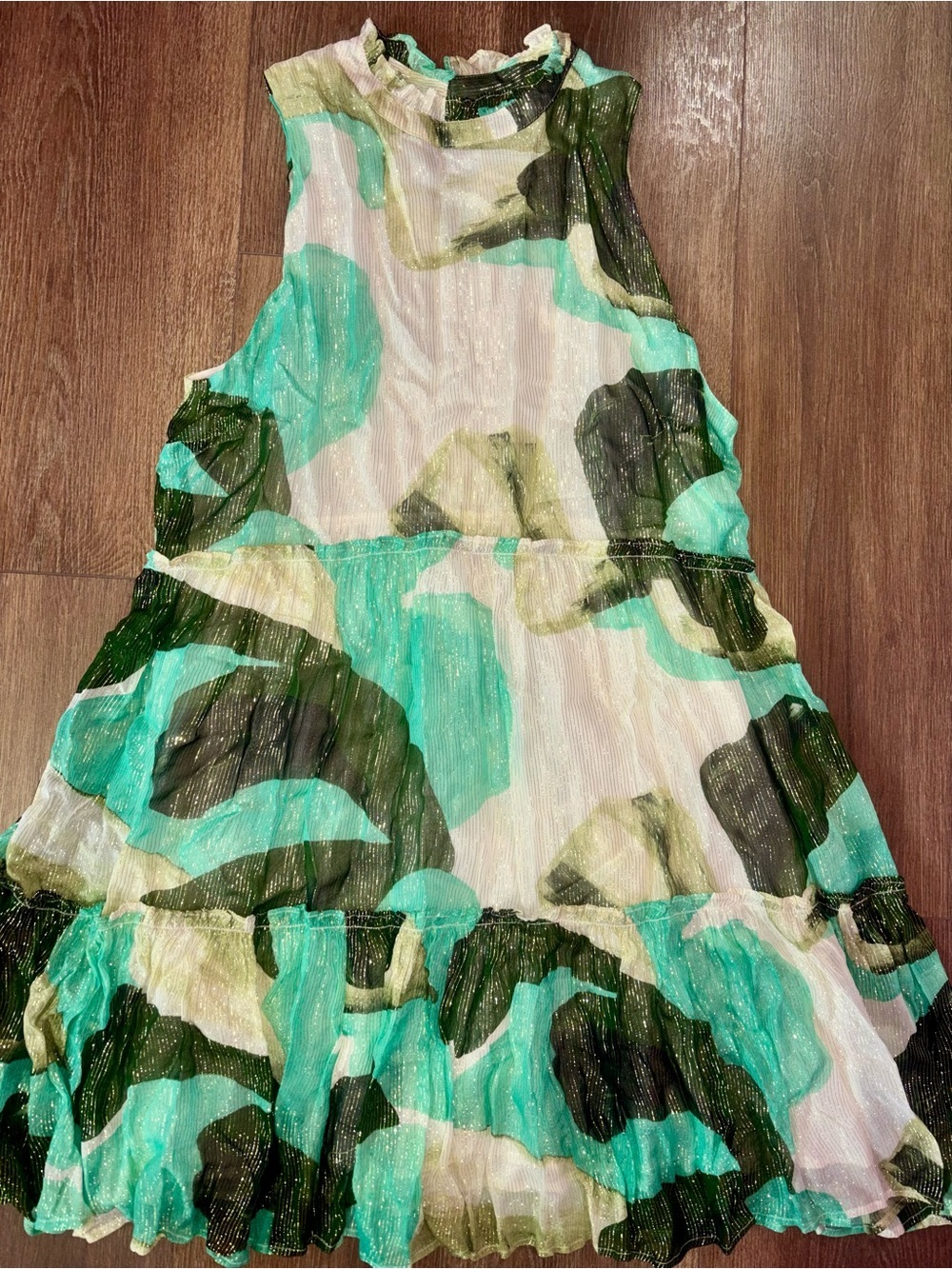 Oliphant ladies teal & beige mock neck mini summer dress NWT MSRP $278! - Picture 4 of 9